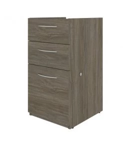 Bestar Embassy 16W Add-On Pedestal with 3 Drawers, Walnut Grey