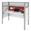 Bestar Pro-Biz 63W Single Office Cubicle with Red Tack Board and High Privacy Panels in white