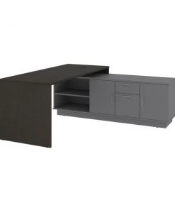 Bestar Equinox 72W L-Shaped Office Desk, Deep Grey & Slate