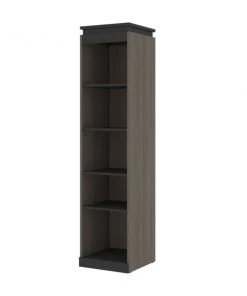 Bestar Orion 20W Narrow Shelving Unit, Bark Gray & Graphite