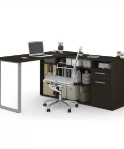 Bestar Solay 60W L-Shaped Desk in deep grey