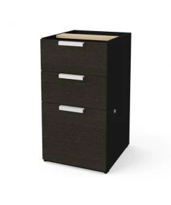 Bestar Pro-Concept Plus 16W Add-On Pedestal with 3 Drawers, Deep Grey & Black