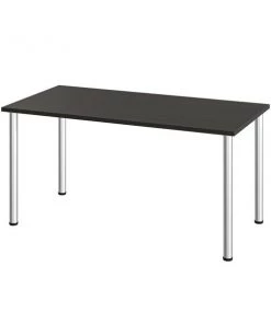 Bestar Universel 60W Table Desk with Round Metal Legs, Deep Grey