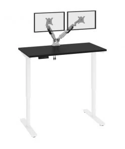 Bestar Viva 48W x 24D Electric Standing Desk with Monitor Arms in black
