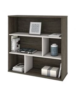 Bestar Fom 36W Asymmetrical Shelving Unit, Walnut Grey & Sandstone
