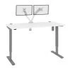 Bestar Upstand 60W x 30D Standing Desk with Dual Monitor Arm in white