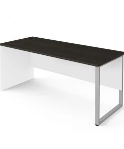 Bestar Pro-Concept Plus 72W Table Desk with Rectangular Metal Leg, White & Deep Grey