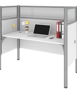 Bestar Pro-Biz 63W Single Office Cubicle with High Privacy Panels in white
