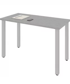 Bestar Universel 48W Table Desk with Square Metal Legs in silver grey