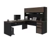 Bestar Connexion L-Shaped Workstation with hutch, Antigua/Black