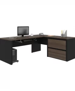 Bestar Connexion L-Shaped Workstation, Antigua/Black