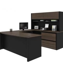 Bestar Connexion U-Shaped Workstation, Antigua/Black