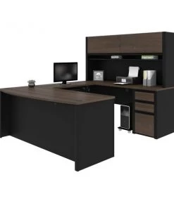Bestar Connexion U-Shaped Workstation, Antigua/Black