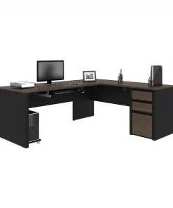 Bestar Connexion L-Shaped Workstation, Antigua/Black