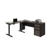 Bestar Connexion Height Adjustable L-Desk, Antigua/Black