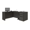 Bestar Prestige + L-Shaped Workstation with One Pedestal, Bark Gray/Slate