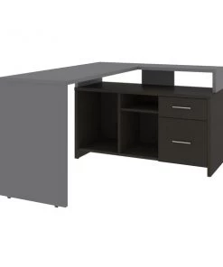 Bestar Equinox 57W 56W L-Shaped Desk, Slate & Deep Grey