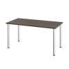 Bestar Universel 60W Table Desk with Round Metal Legs, Bark Grey