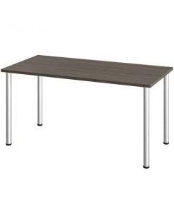Bestar Universel 60W Table Desk with Round Metal Legs, Bark Grey