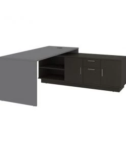Bestar Equinox 72W L-Shaped Office Desk, Slate & Deep Grey