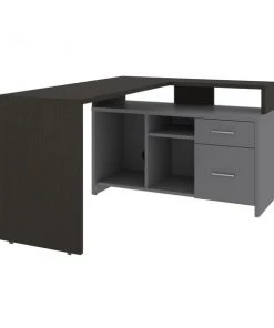 Bestar Equinox 57W 56W L-Shaped Desk, Deep Grey & Slate