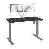 Bestar Upstand 48W x 24D Standing Desk with Dual Monitor Arm in deep grey