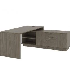 Bestar Equinox 72W L-Shaped Office Desk, Walnut Grey