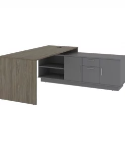 Bestar Equinox 72W L-Shaped Office Desk, Walnut Grey & Slate