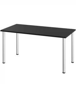 Bestar Universel 60W Table Desk with Round Metal Legs, Black