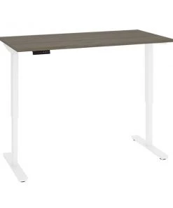 Bestar Viva 60W x 30D Electric Standing Desk in walnut grey