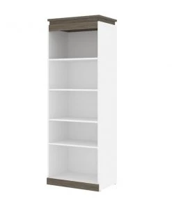 Bestar Orion 30W Shelving Unit, White & Walnut Grey