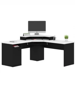 Bestar Hampton 71W Corner Desk, Black & White