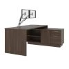 Bestar Equinox 72W L-Shaped Desk with Monitor Arms, Antigua & White