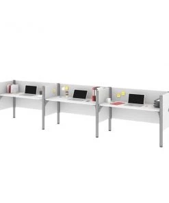 Bestar Pro-Biz 183W 3-Person Office Cubicles with Low Privacy Panels in white