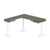 Bestar Viva 72W L-Shaped Standing Desk in walnut grey & white