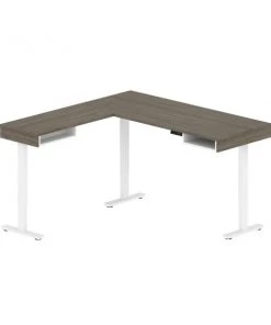 Bestar Viva 72W L-Shaped Standing Desk in walnut grey & white
