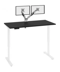 Bestar Viva 60W x 30D Electric Standing Desk with Monitor Arms in black