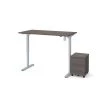 Bestar Universel 60W x 30D Standing Desk with Mobile Pedestal, Bark Grey