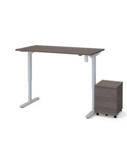 Bestar Universel 60W x 30D Standing Desk with Mobile Pedestal, Bark Grey