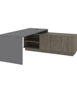 Bestar Equinox 72W L-Shaped Office Desk, Slate & Walnut Grey