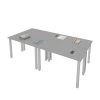 Bestar Universel Four 48W x 24D Table Desks with Square Metal Legs in silver grey