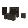 Bestar Murzim 71W U-Shaped Executive Desk with Hutch, Lateral File Cabinet, Bookcase in deep grey