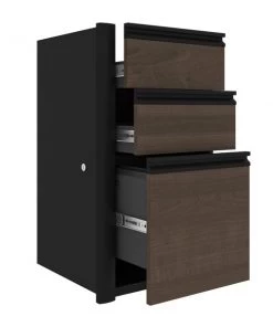 Bestar Connexion 16W Add-On Pedestal with 3 Drawers, Antigua & Black