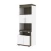Bestar Orion 30W Shelving Unit with Fold-Out Desk, White & Walnut Grey