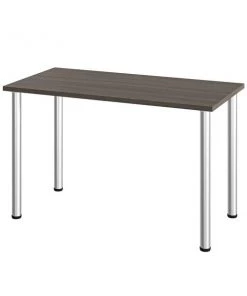 Bestar Universel 48W Table Desk with Round Metal Legs, Bark Grey