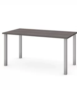 Bestar Universel 60W Table Desk with Square Metal Legs, Bark Grey