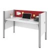 Bestar Pro-Biz 63W Single Office Cubicle with Red Tack Board and Low Privacy Panels in white