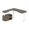 Bestar Viva 72W L-Shaped Standing Desk with Credenza in walnut grey