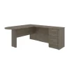 Bestar Embassy 66W L-Shaped Desk with Pedestal, Walnut Grey