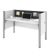 Bestar Pro-Biz 63W Single Office Cubicle with Gray Tack Board and Low Privacy Panels in white